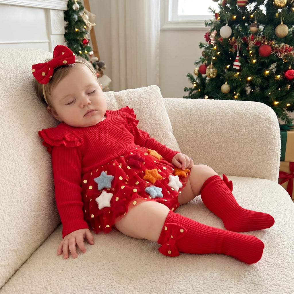 My First Christmas | Mameluco Tutú Estrellas Bebé Niña - Rojo