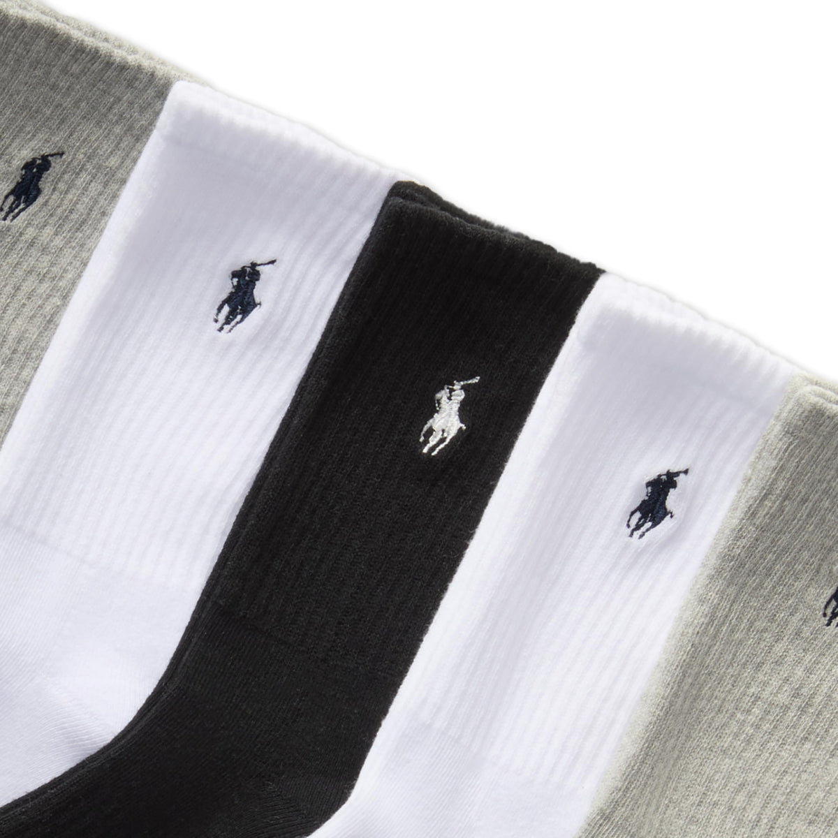 Polo Ralph Lauren | Calcetines Niño Pack 6 Algodón Clásico Negro Gris Blanco Surtido Pony