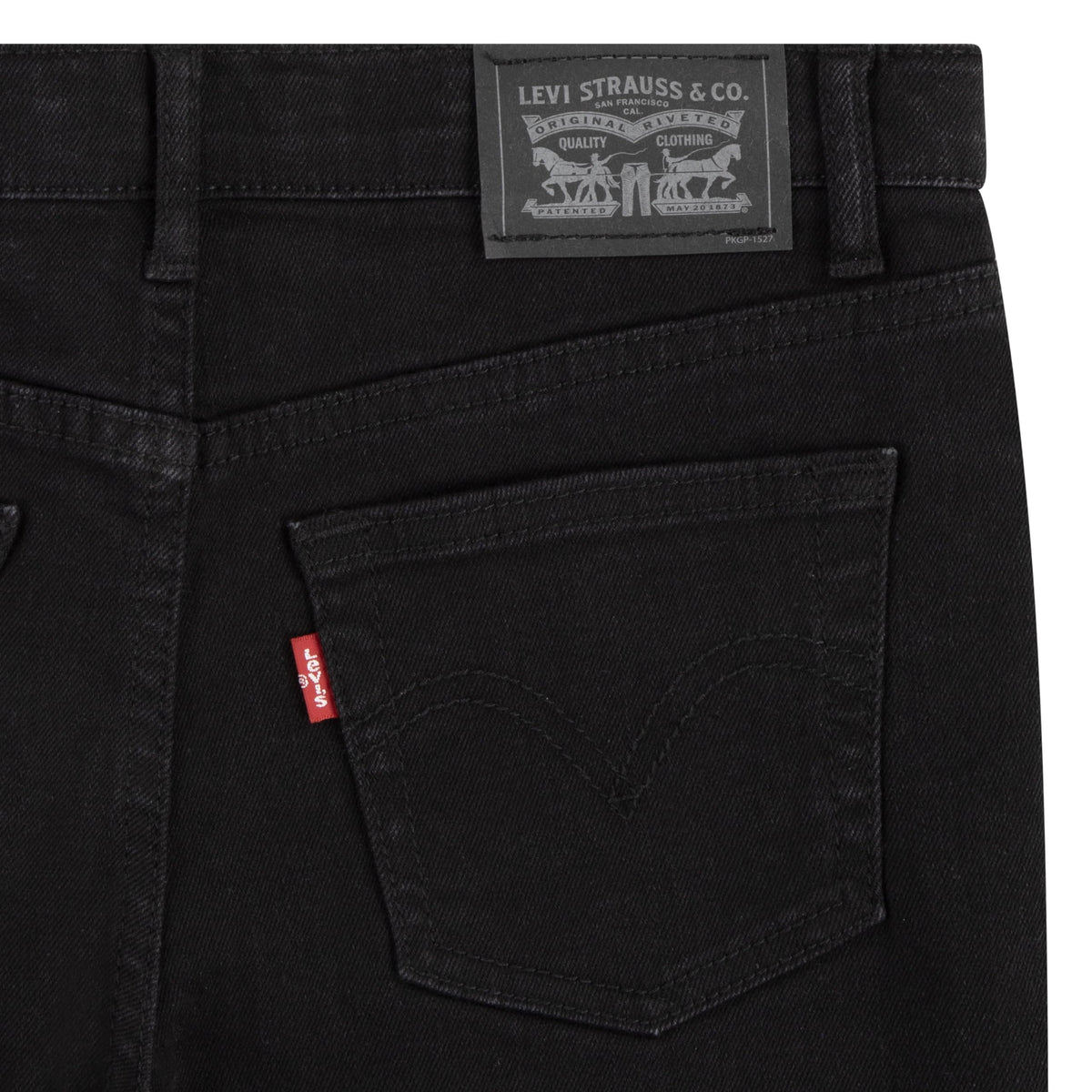 Jean Bootcut Tiro Alto Levi's | Negro Jet Black + Parche Grafito + Cintura Ajustable | Niña (4T - 16T)