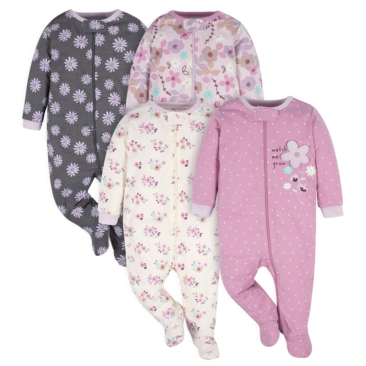 Gerber | Paquete 4 Mamelucos Sleep N' Play para Bebé Niña