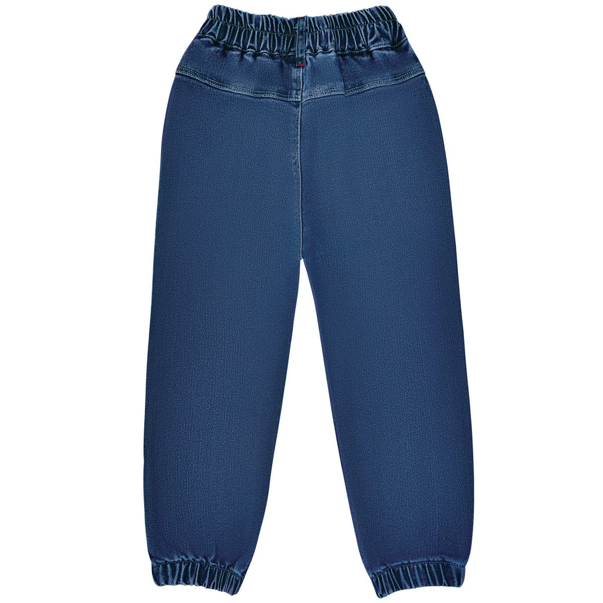 Conjunto 2 Piezas para Niña: Suéter Rojo Mariposa de Lentejuelas Plateadas y Jeans Jogger con Mariposas Bordadas