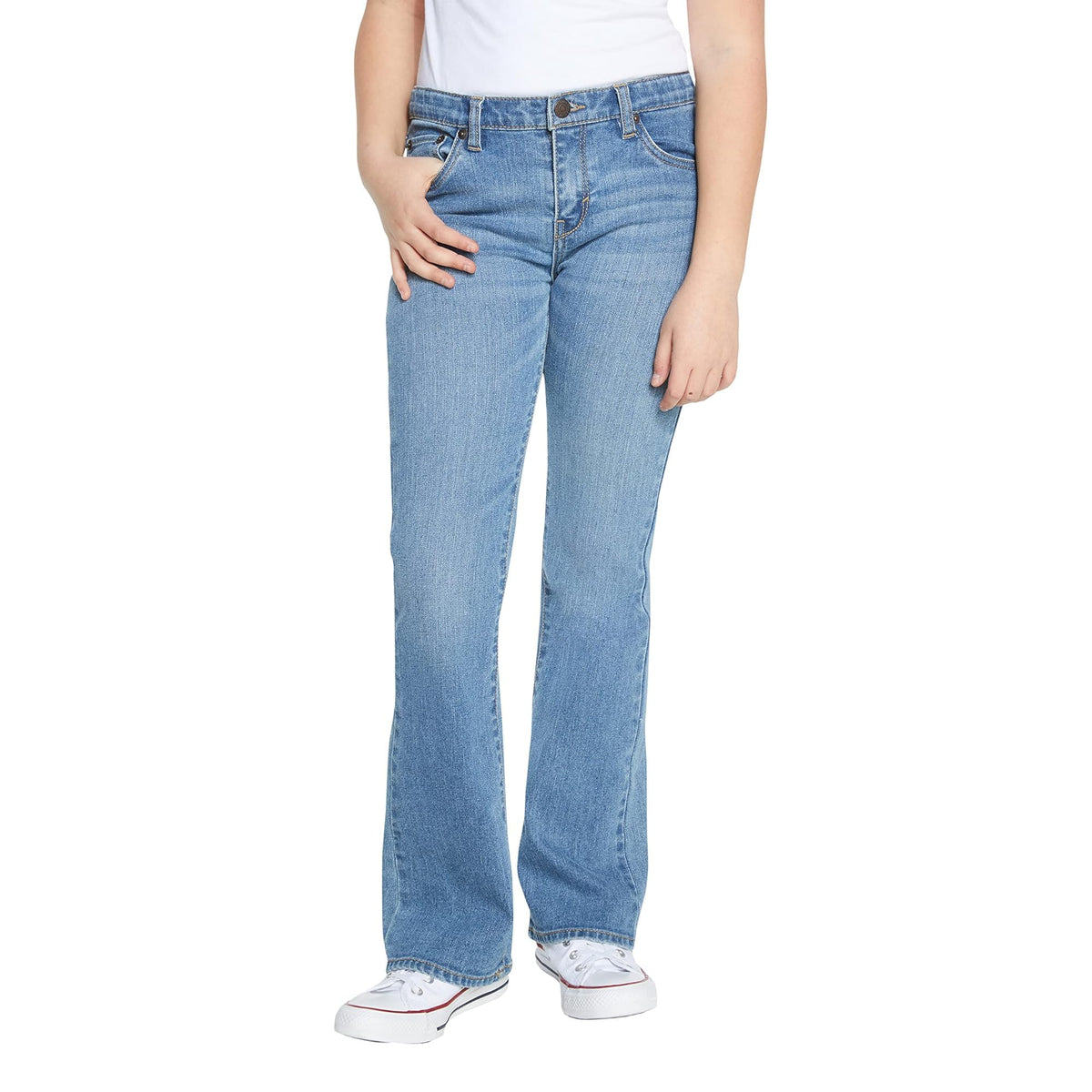 Jean Bootcut Tiro Regular Levi's | Azul Medio Lavado + Arcuata Icónica + Cintura Ajustable | Niña (4T - 16T)