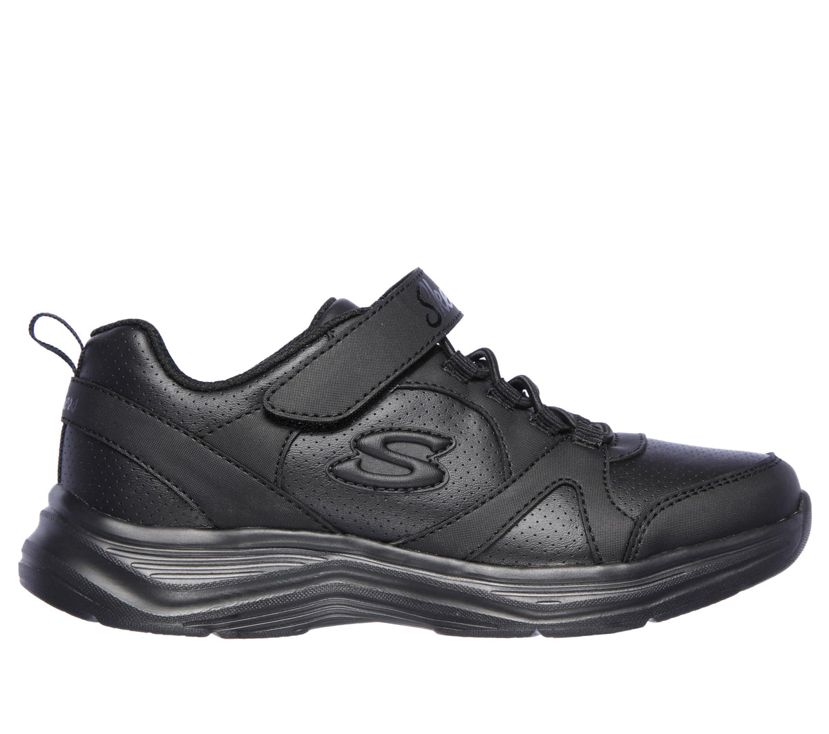 Skechers - Tenis Escolares Deportivos Glimmer Kicks con Ajuste de Velcro y Cordones Elásticos para Niños (Negro) (Talla 27 - 37)