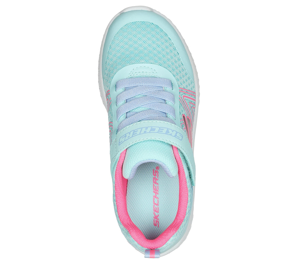 Skechers - Tenis Deportivos Girls' Microspec Advance con Cierre Adaptable y Lavables para Niña (Turquesa/Rosa) (Talla 27 - 36)