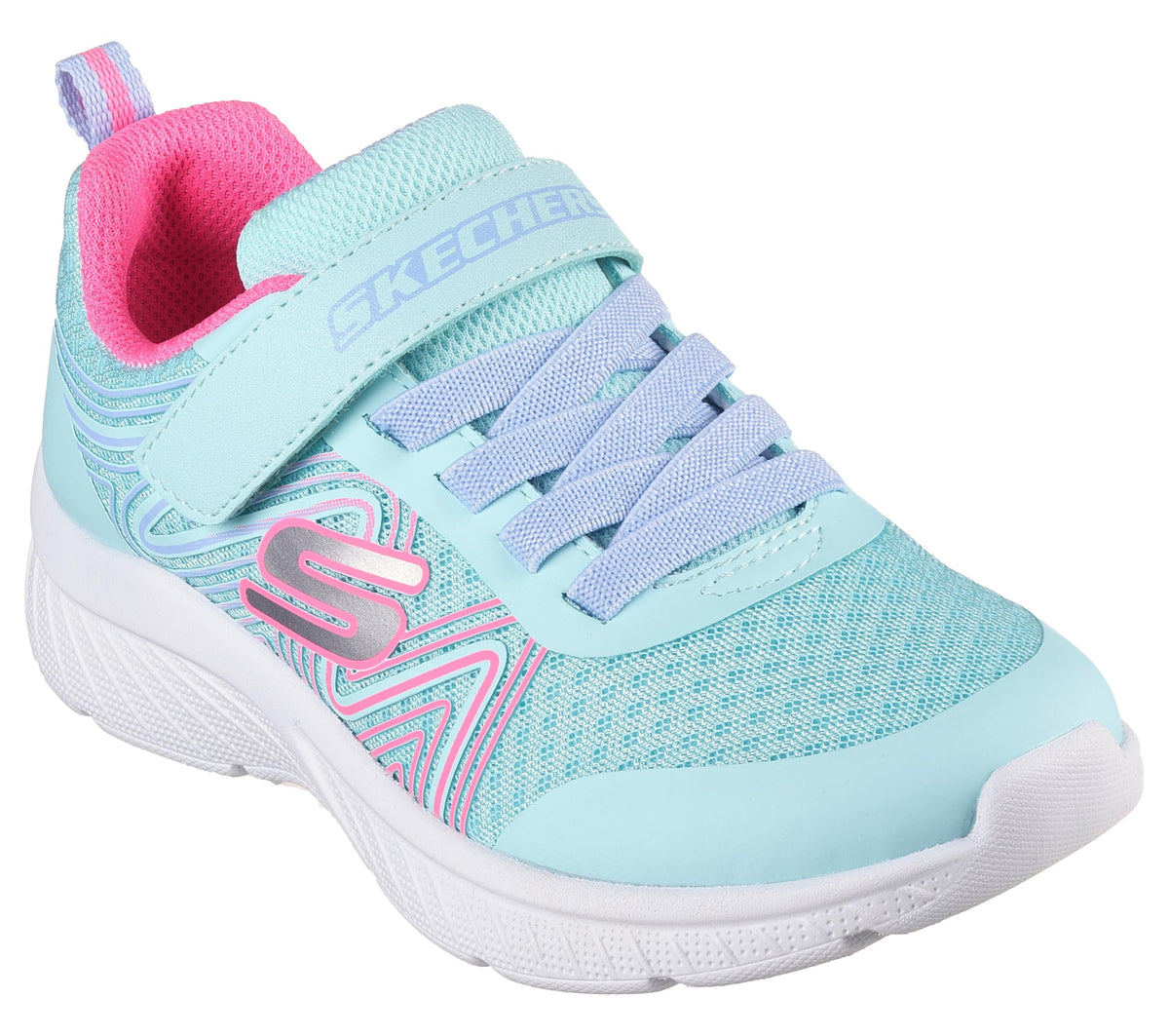 Skechers - Tenis Deportivos Girls' Microspec Advance con Cierre Adaptable y Lavables para Niña (Turquesa/Rosa) (Talla 27 - 36)