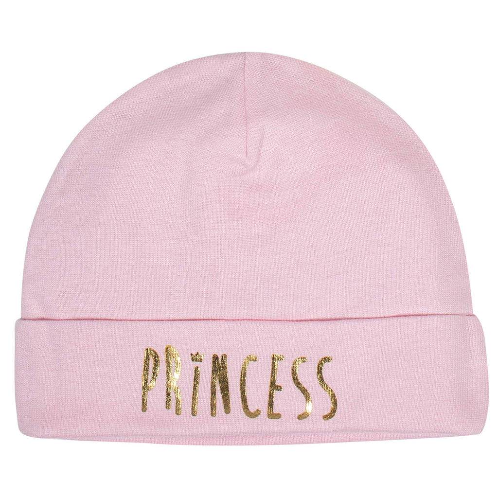 Set 8 Piezas Gorros y Manoplas para Bebé Niña – Rosa Princesa y Estrellas Doradas, 100% Algodón, Recién Nacido a 3 Meses