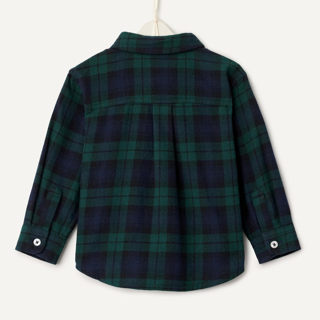 Amazon Essentials x Sofia Grainge Camisa Franela Niño | Cuadros Black Watch Verde/Navy • Navidad • 100% Algodón