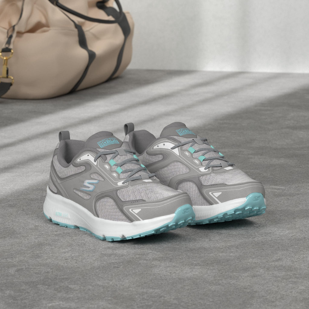 Skechers -Tenis Deportivos Go Run Consistent con Amortiguación Ultraligera para Mujer (Gris/Turquesa) (Talla Adulta 35 - 41)