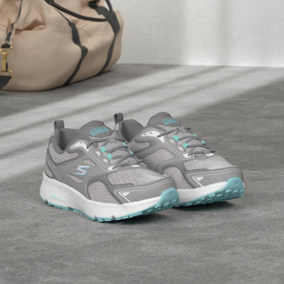 Skechers -Tenis Deportivos Go Run Consistent con Amortiguación Ultraligera para Mujer (Gris/Turquesa) (Talla Adulta 35 - 41)