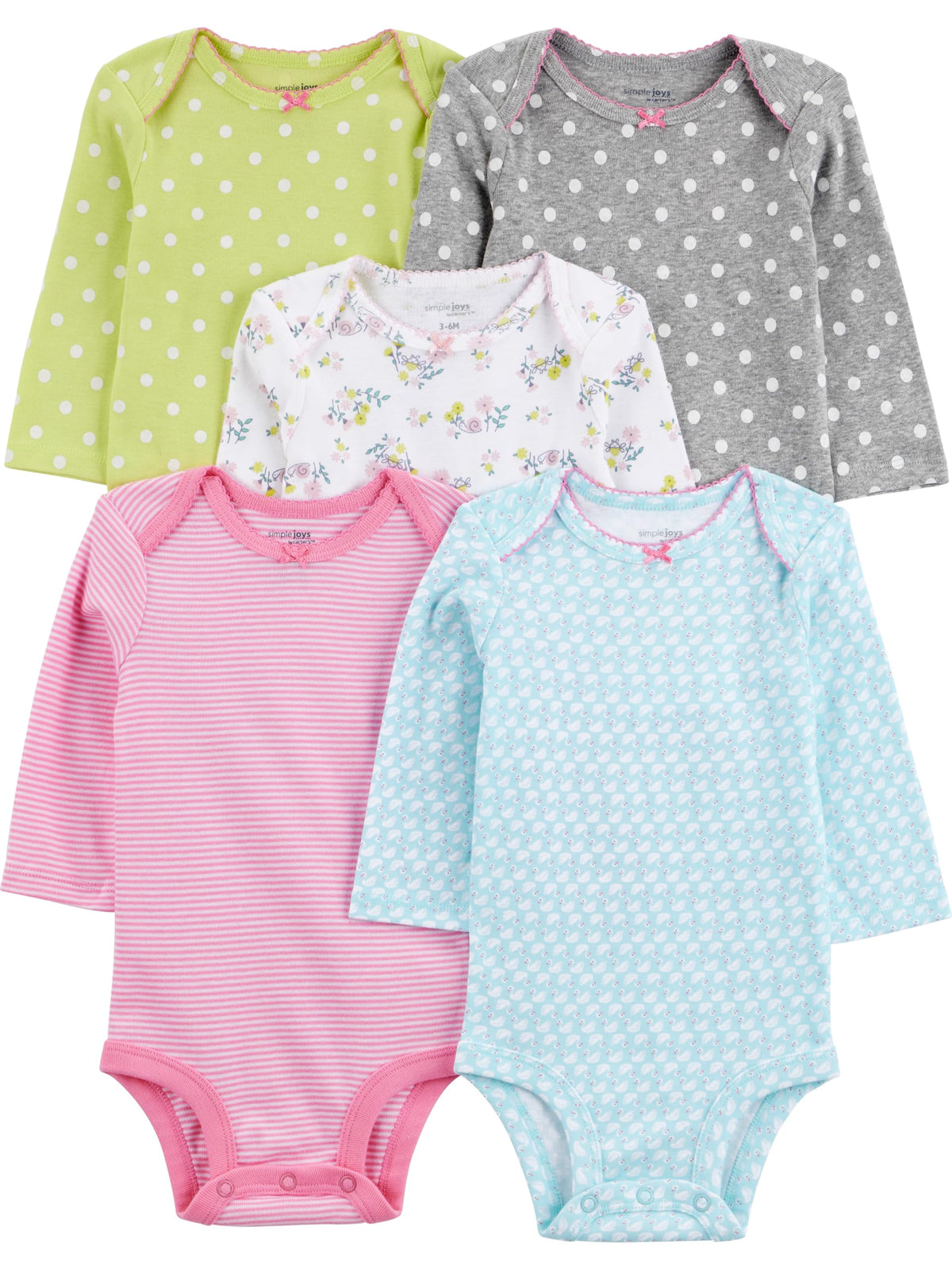 Set de 5 Bodis Manga Larga Simple Joys by Carter's para Bebé Niña
