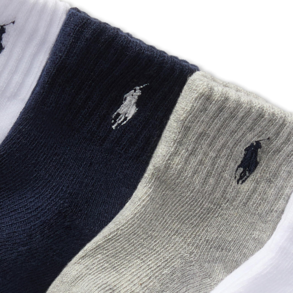 Polo Ralph Lauren | Calcetines Bebé Pack 6 Algodón Pony Bordado Stay-Up Tobillero Gris Blanco Marino 0-24 Meses
