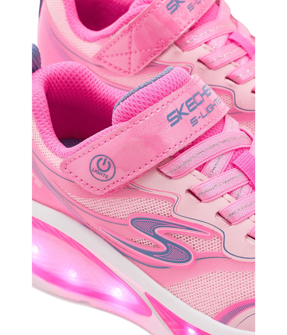 Skechers - Tenis Deportivos con Luces LED Kids' Cosmic Glow 2.0 con Cierre Adaptable para Niña (Rosa/Multicolor) (Talla 28 - 35)