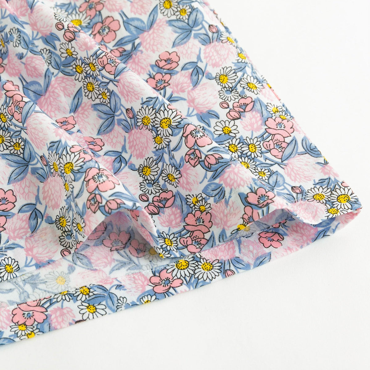 Vestido de Manga Larga 100% Algodón con Cuello Bordado y Estampado Floral Multicolor para Niña (12M - 8T)