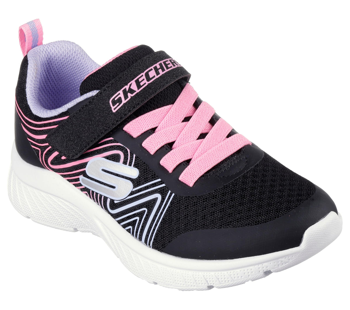 Skechers - Tenis Deportivos Girls' Microspec Advance con Cierre Adaptable y Lavables para Niña (Negro/Fucsia) (Talla 27 - 36)