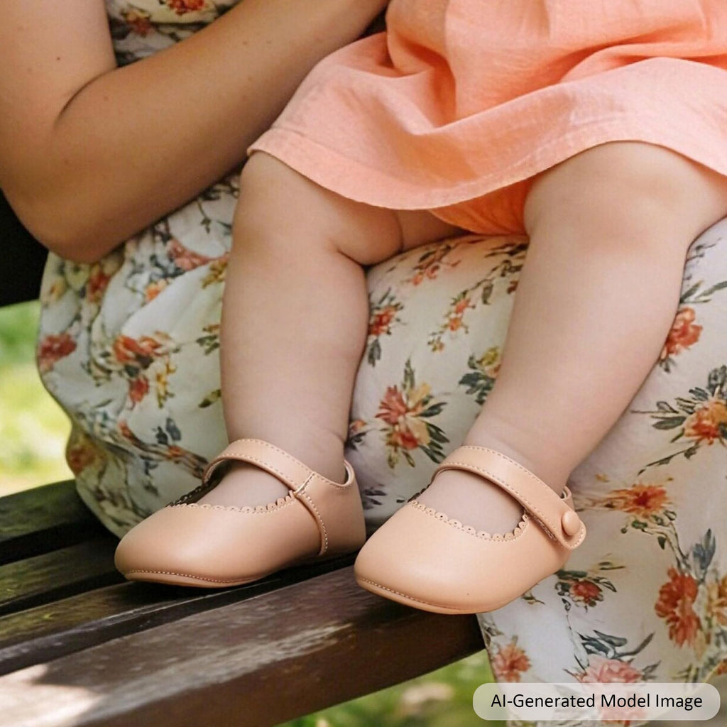 Zapatos de Vestir Antideslizantes de Suela Suave con Velcro para Bebé (Nude) – Félix & Flora