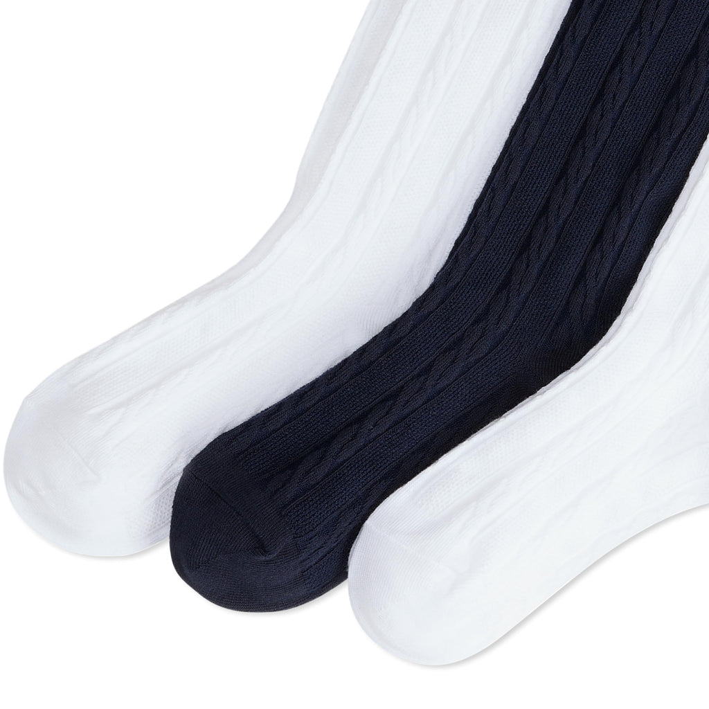 Polo Ralph Lauren | Calcetines Niño Unisex Pack 3 Pares Over-The-Calf Acanalado Algodón Poni Bordado Blanco Negro (Talla 4T - 20T))