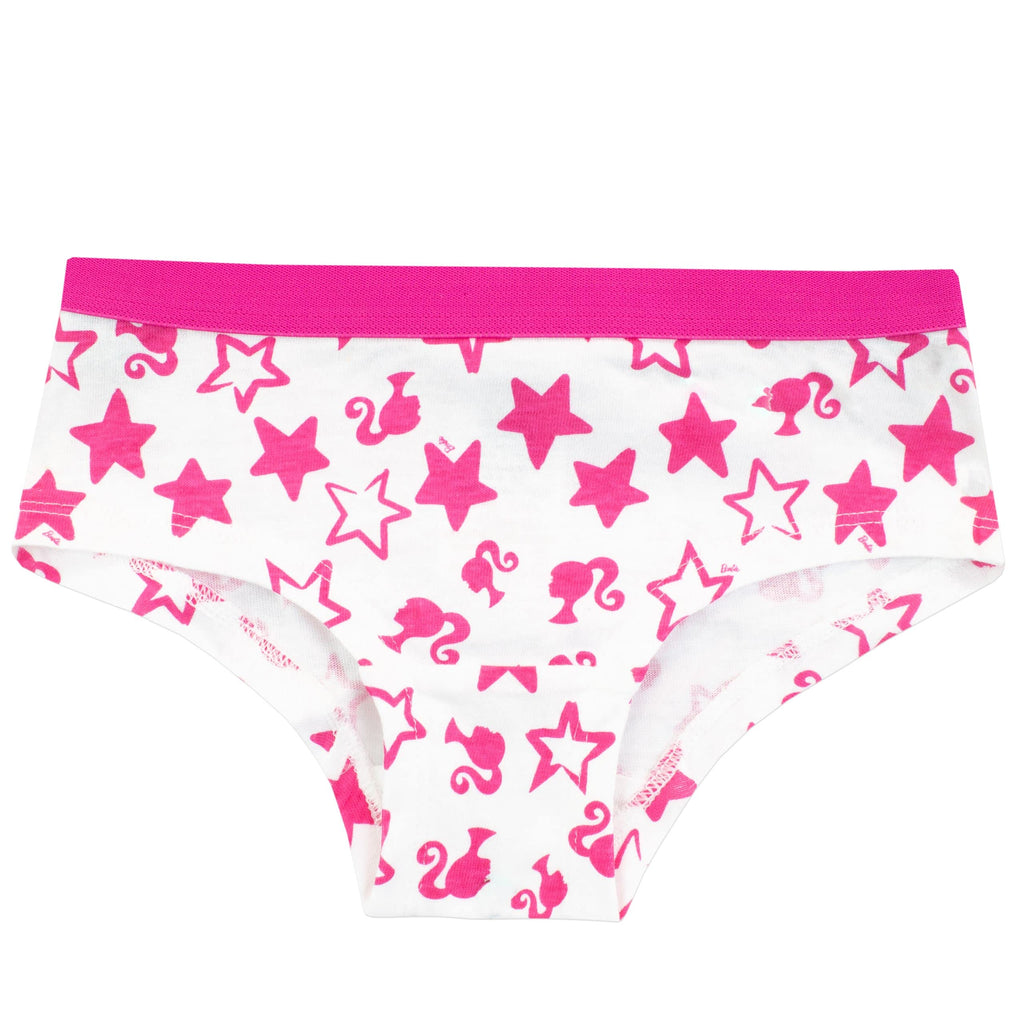 Barbie | Panty Bikini Nina Pack 5 | 100% Algodon | Transpirable | Cintura Elastica | Barbie y Amigas + Estrellas + Logo (7 - 12T)