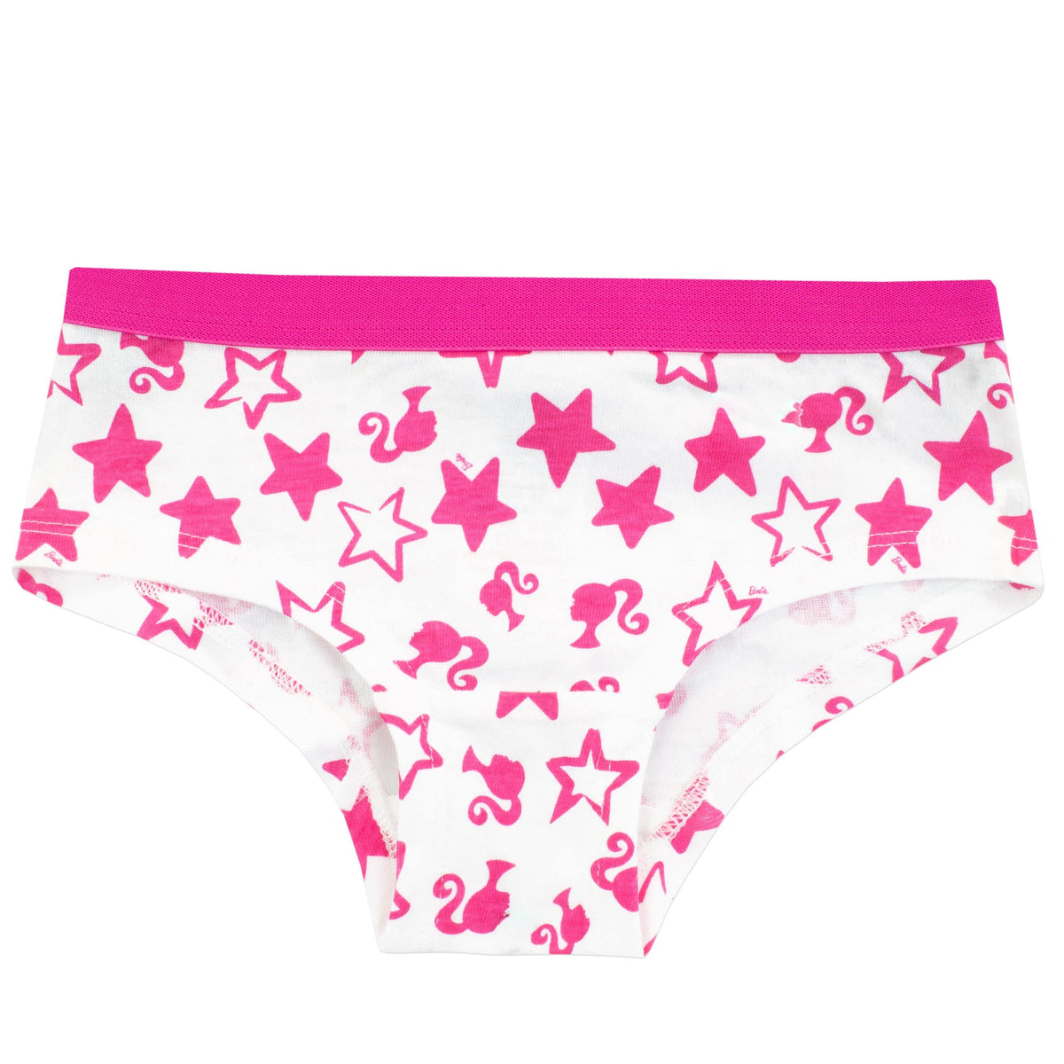 Barbie | Panty Bikini Nina Pack 5 | 100% Algodon | Transpirable | Cintura Elastica | Barbie y Amigas + Estrellas + Logo (7 - 12T)