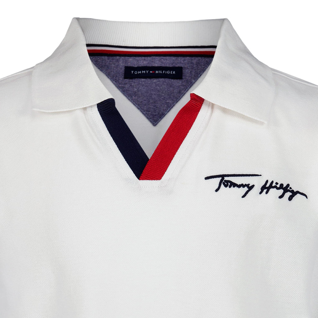 Tommy Hilfiger | Polo Piqué Johnny Cuello en V Blanco Niño (8T - 16T)
