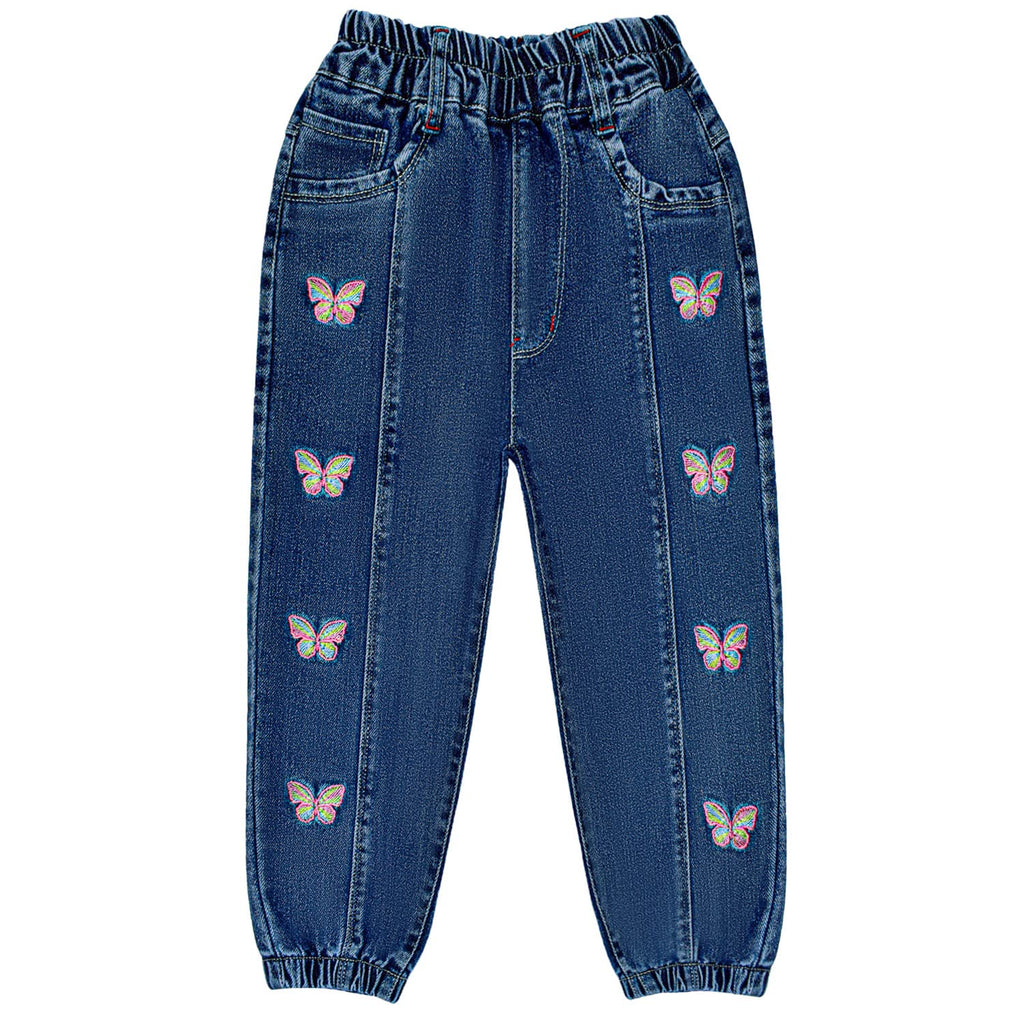 Conjunto 2 Piezas para Niña: Suéter con Mariposas 3D y Jogger Jeans Bordados