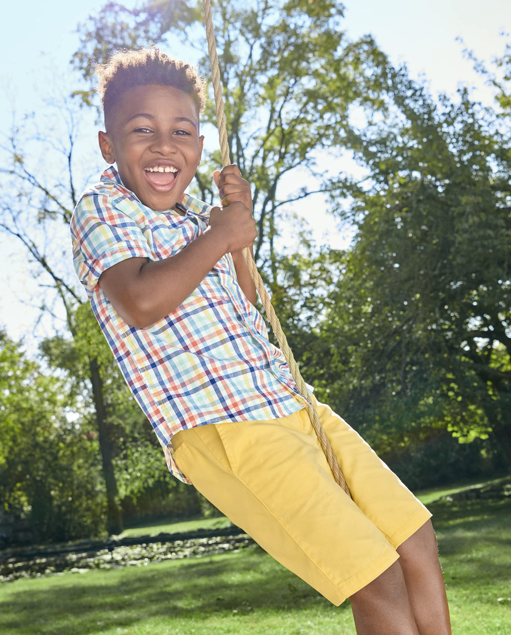 The Children's Place Short Chino Amarillo Dorado con Cinturón Niño | Sarga Algodón • Botón + Cremallera