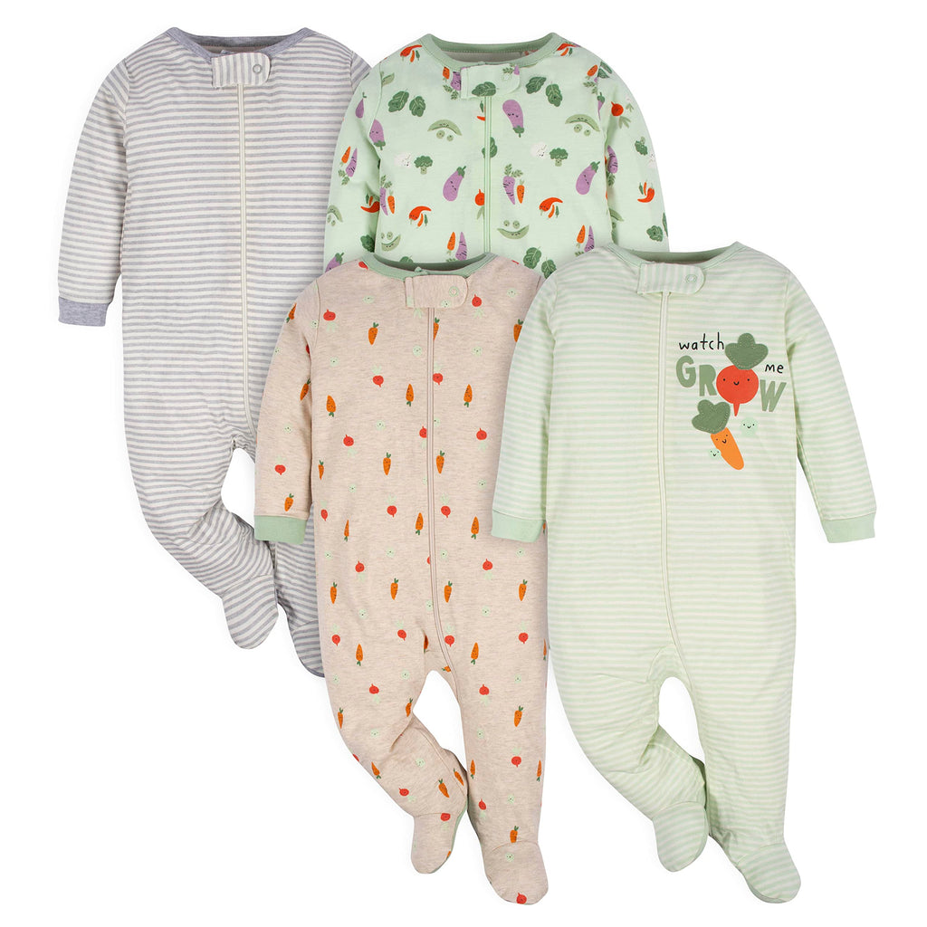 Gerber | Paquete 4 Mamelucos Sleep N' Play para Bebé Niña