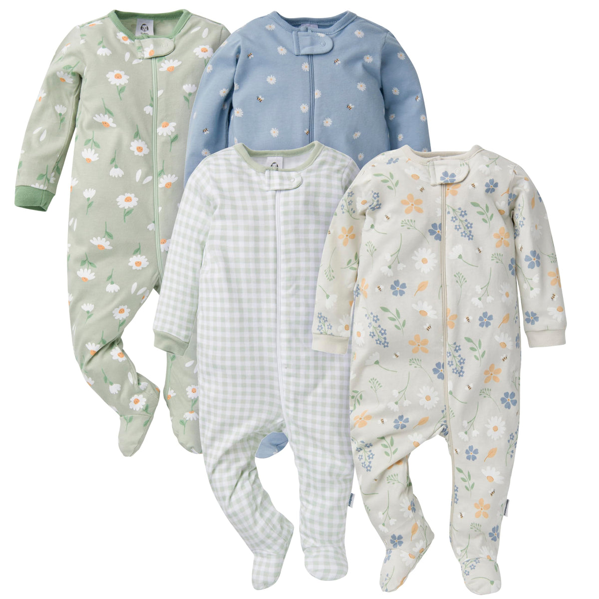 Gerber | Paquete 4 Mamelucos Sleep N' Play para Bebé Niña