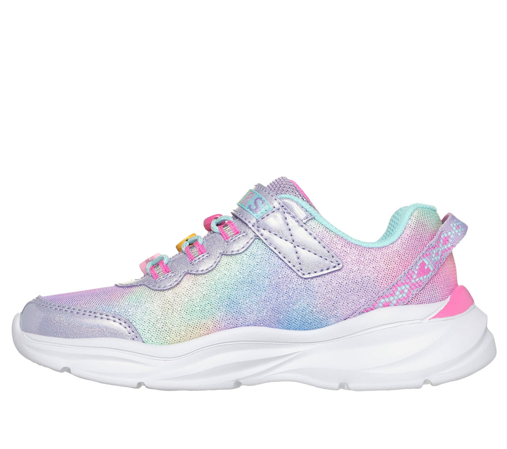 Skechers - Tenis Deportivos con Dijes Decorativos, Cierre Adaptable y Lavables para Niña (Lavanda/Multicolor) (Talla 27 - 36)