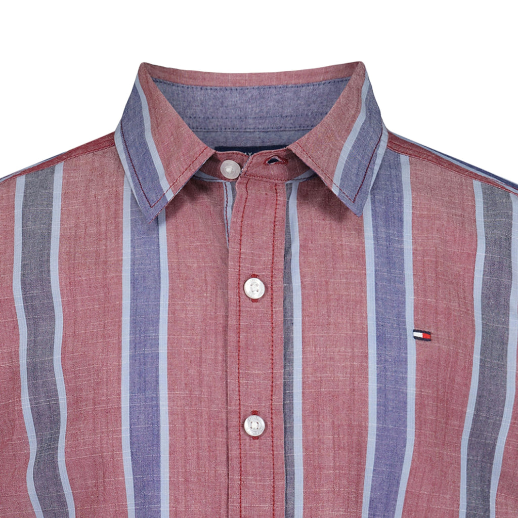 Tommy Hilfiger | Camisa Casual Manga Larga Rayas Track Zinfandel Niño (8T - 16T)