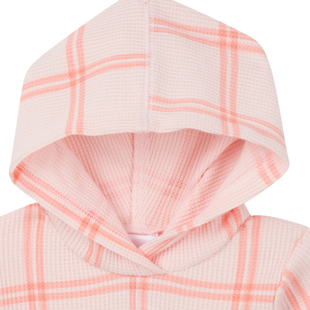 Gerber | Conjunto 2 Piezas Vestido Capucha Cuadros Rosa Manga Larga y Cubre Pañal Bebé Niña