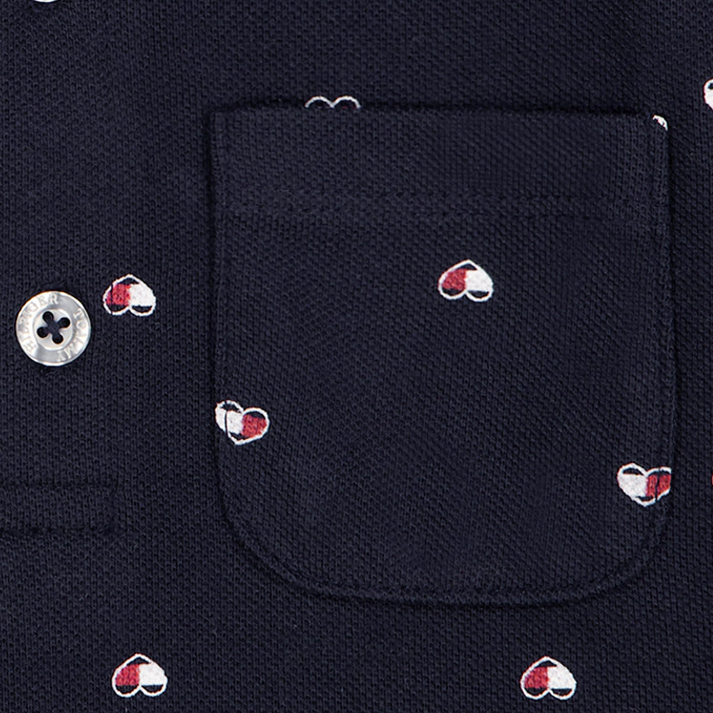 Vestido + Bloomer Tommy Hilfiger | Corazones Allover Navy | Cuello Peter Pan | Niña/Bebé | 2 Piezas (12M - 24M)