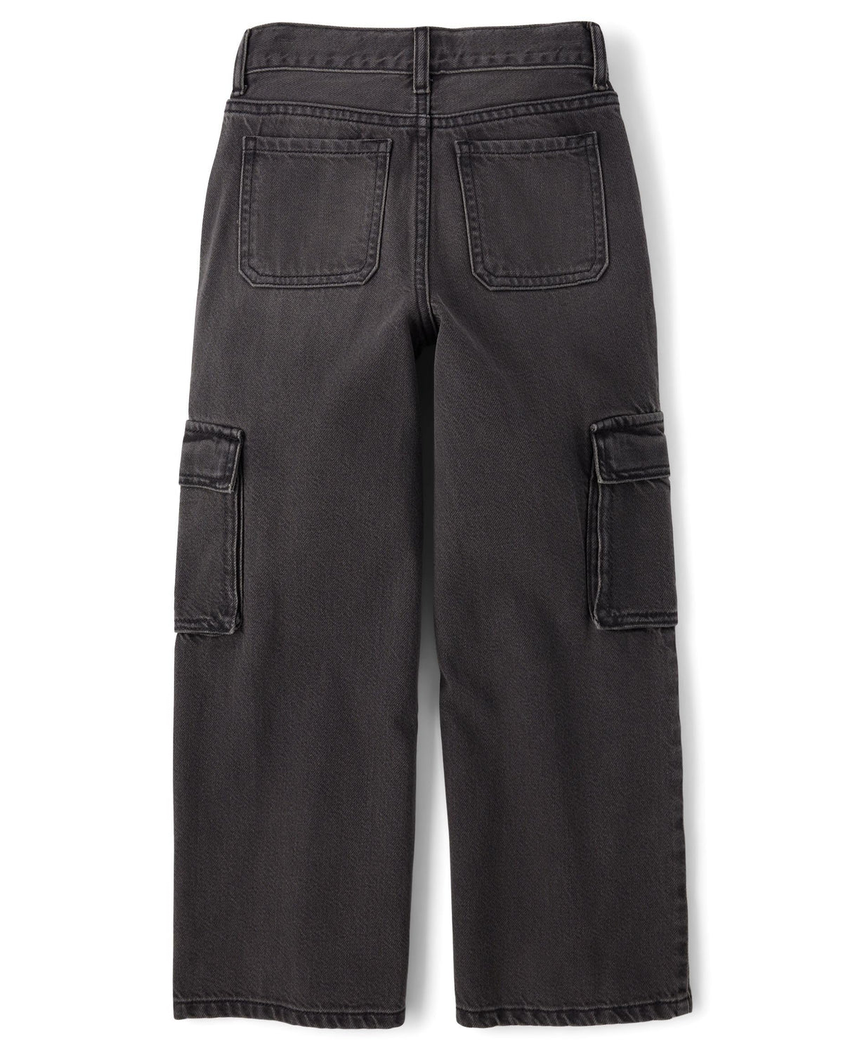 Jean Cargo Baggy The Children's Place | Thunder Wash Negro Carbón + Costuras Contraste + Bolsillos Cargo | Niña (4T - 16T)