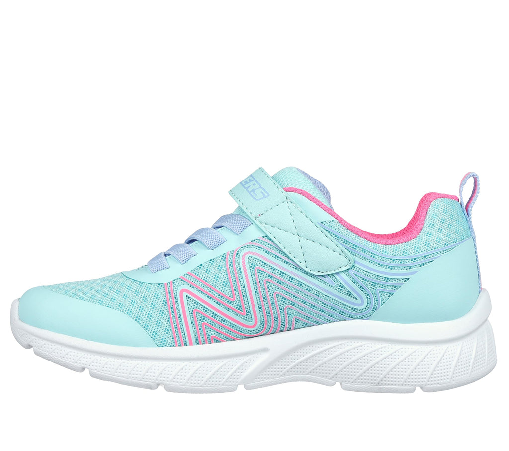 Skechers - Tenis Deportivos Girls' Microspec Advance con Cierre Adaptable y Lavables para Niña (Turquesa/Rosa) (Talla 27 - 36)
