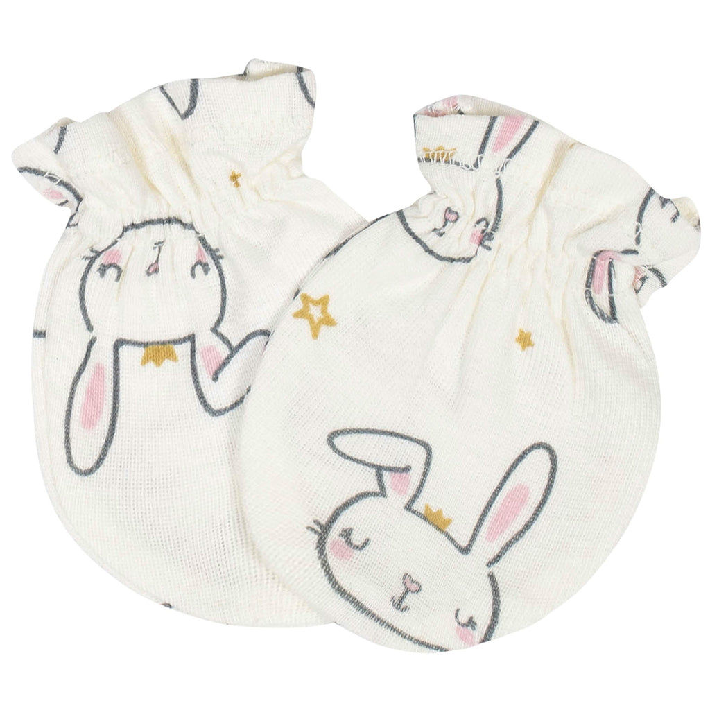 Set 8 Piezas Gorros y Manoplas para Bebé Niña – Rosa Princesa y Estrellas Doradas, 100% Algodón, Recién Nacido a 3 Meses