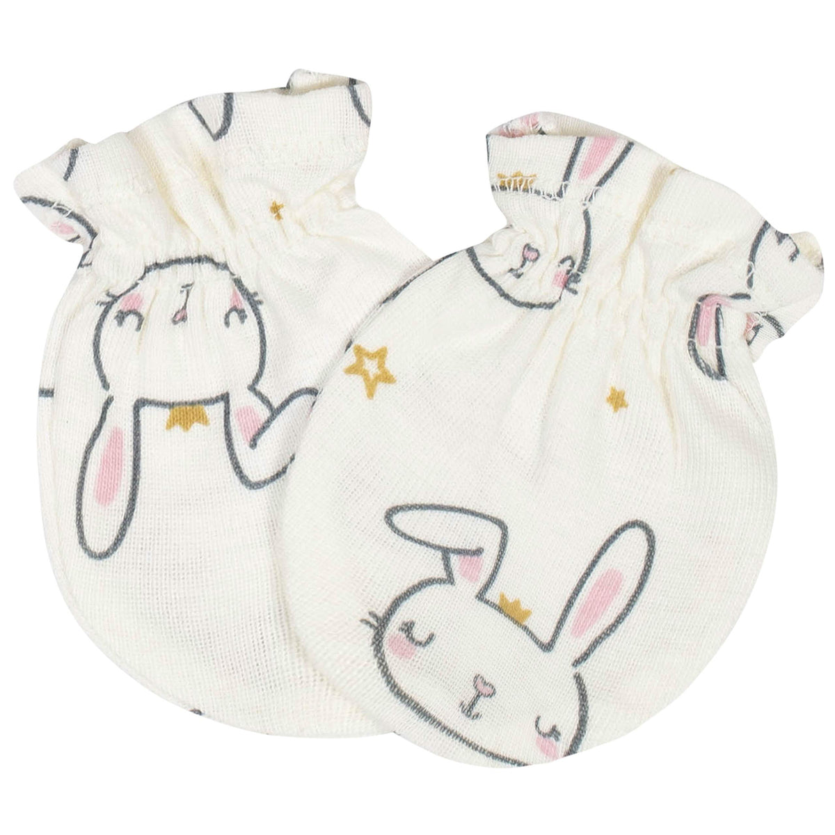 Set 8 Piezas Gorros y Manoplas para Bebé Niña – Rosa Princesa y Estrellas Doradas, 100% Algodón, Recién Nacido a 3 Meses