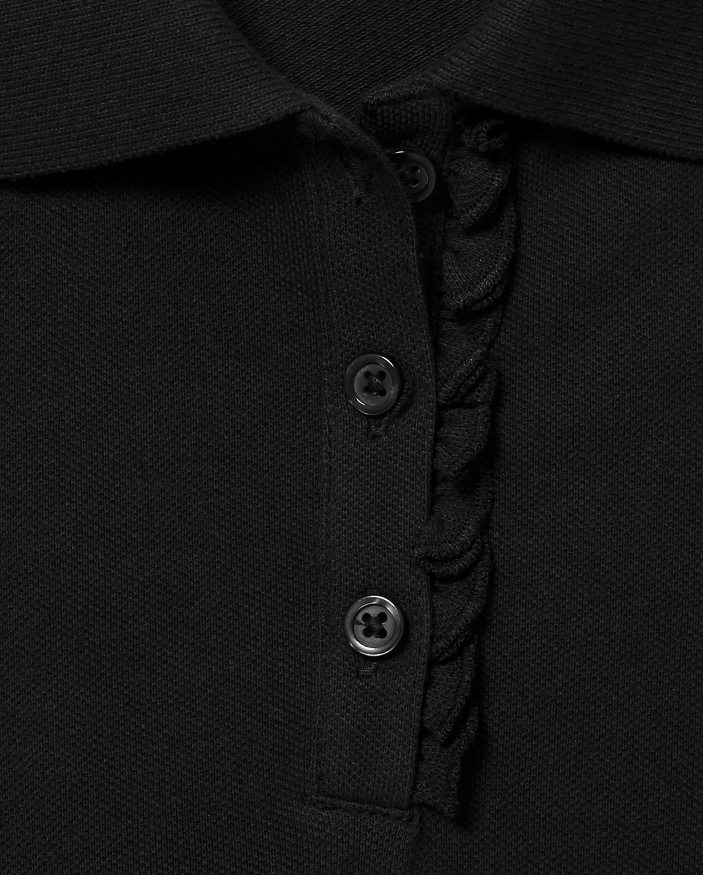 The Children's Place Polo Piqué Niña | Negro • Manga Larga con Volantes
