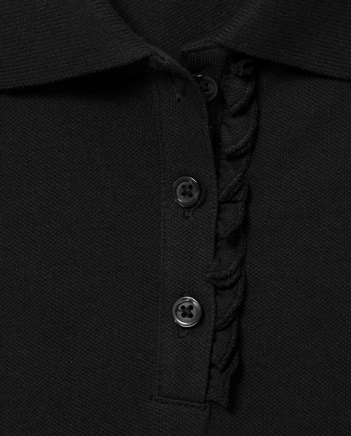 The Children's Place Polo Piqué Niña | Negro • Manga Larga con Volantes