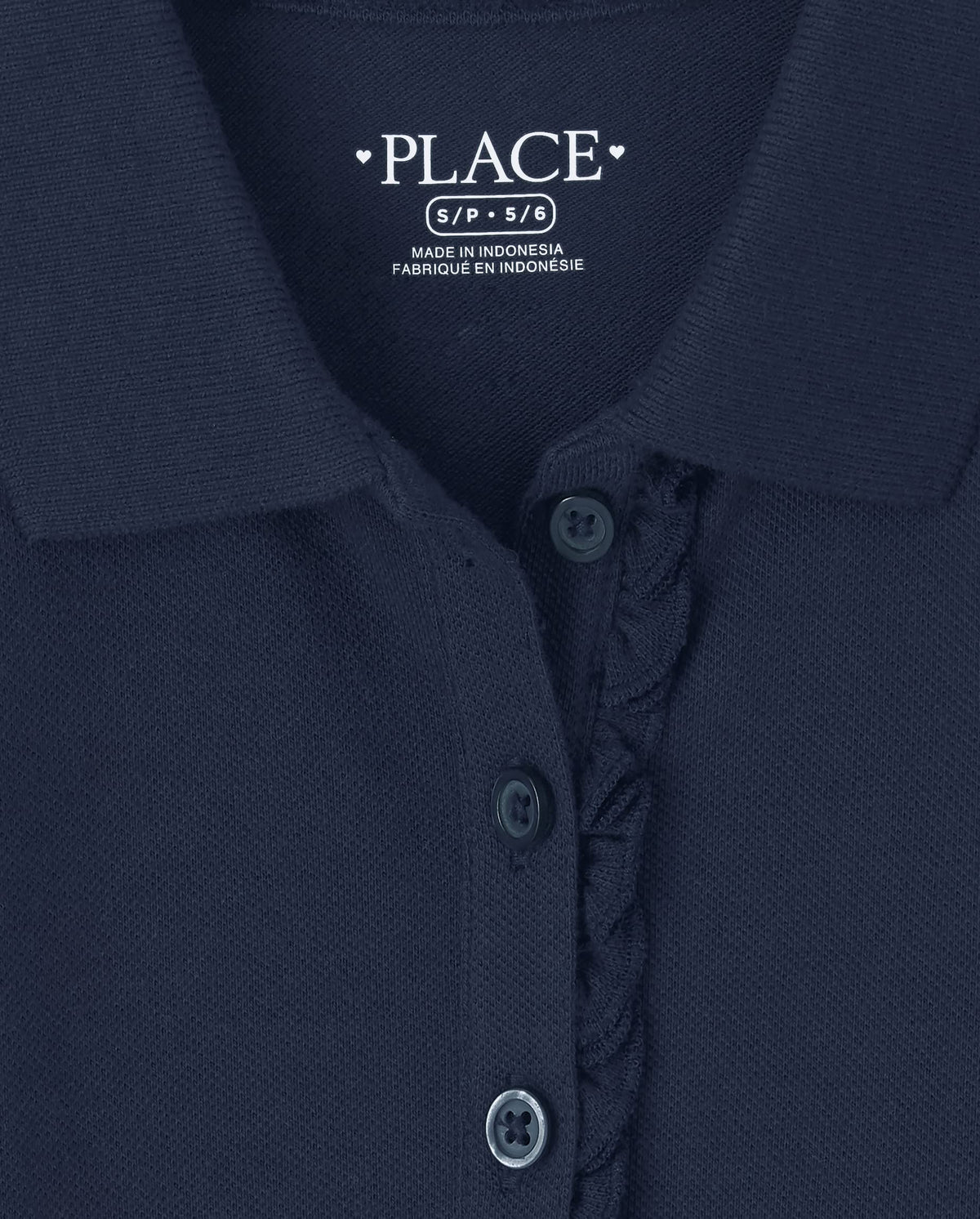The Children's Place Polo Piqué Niña | Navy • Manga Larga con Volantes