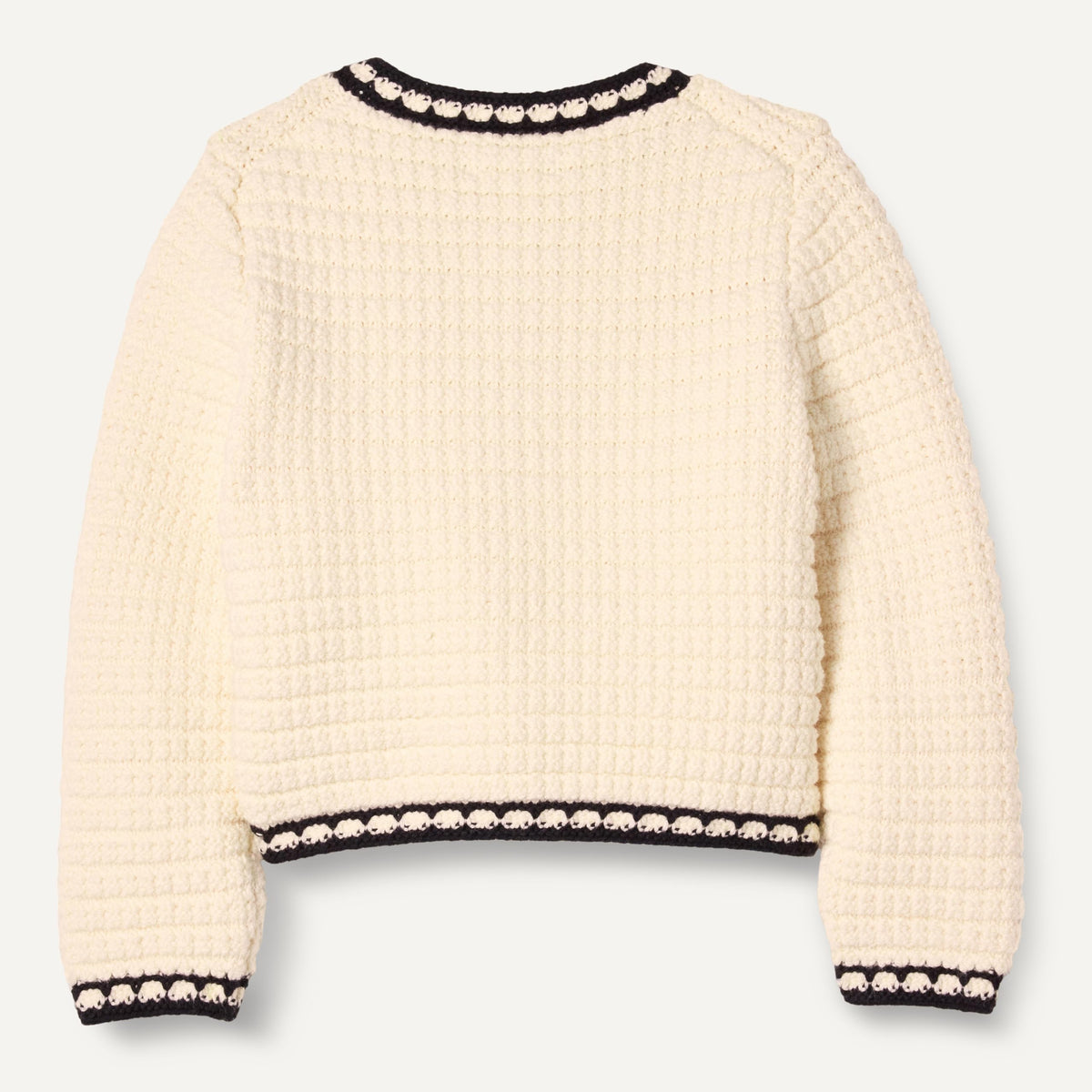 Amazon Essentials Cárdigan Niña | Marfil & Negro • Estilo Chanel • Botones Dorados