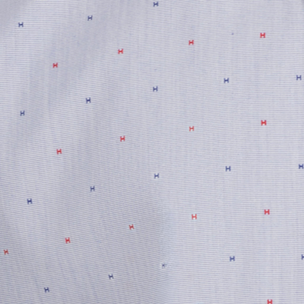 Tommy Hilfiger | Camisa de Vestir Manga Larga Estampado H Azul Niño (8T - 16T)