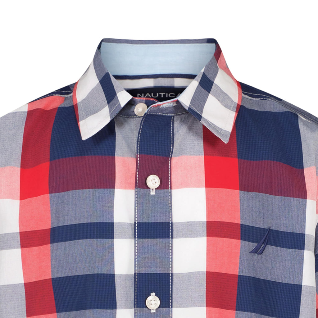 Nautica | Camisa Manga Corta Cuadros Ski Patrol Rojo Marino Niño (8T - 16T)