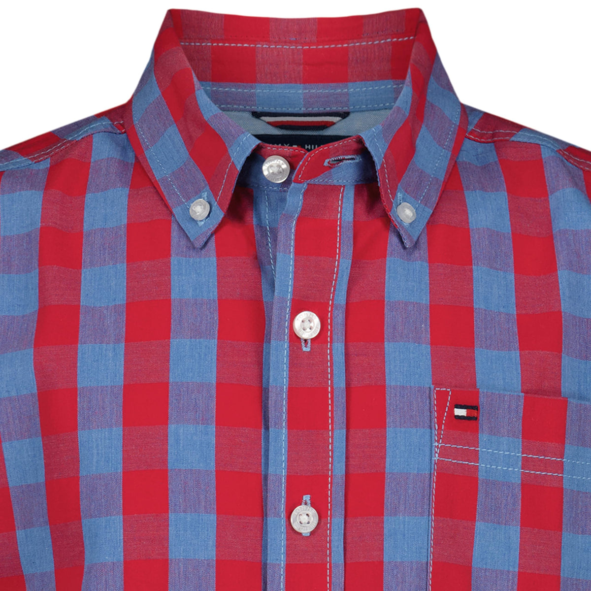 Tommy Hilfiger | Camisa Casual Manga Larga Gingham Rojo Azul Niño (3T - 18T)