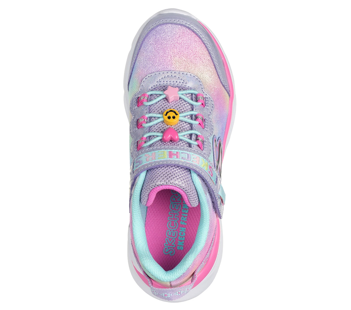 Skechers - Tenis Deportivos con Dijes Decorativos, Cierre Adaptable y Lavables para Niña (Lavanda/Multicolor) (Talla 27 - 36)