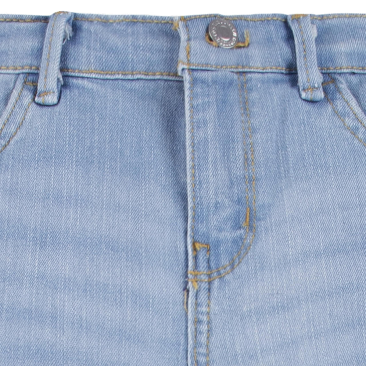 Jean Recto Cropped Levi's | Azul Claro + Roturas Distressed + Parche Cuero Completo | Niña (2T - 16T)