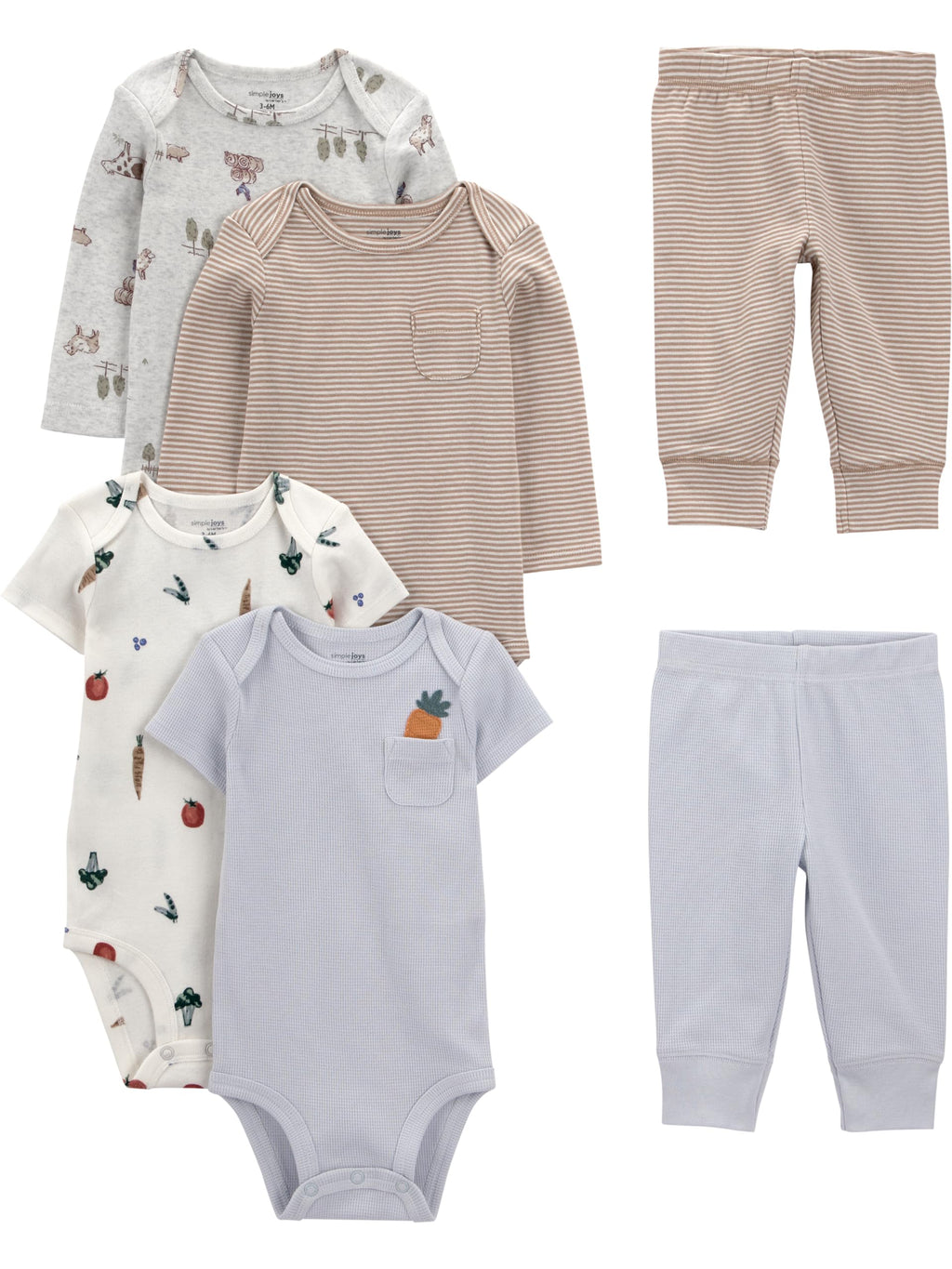 Simple Joys by Carter's | Set 6 Piezas Bodysuits y Pantalones Bebé