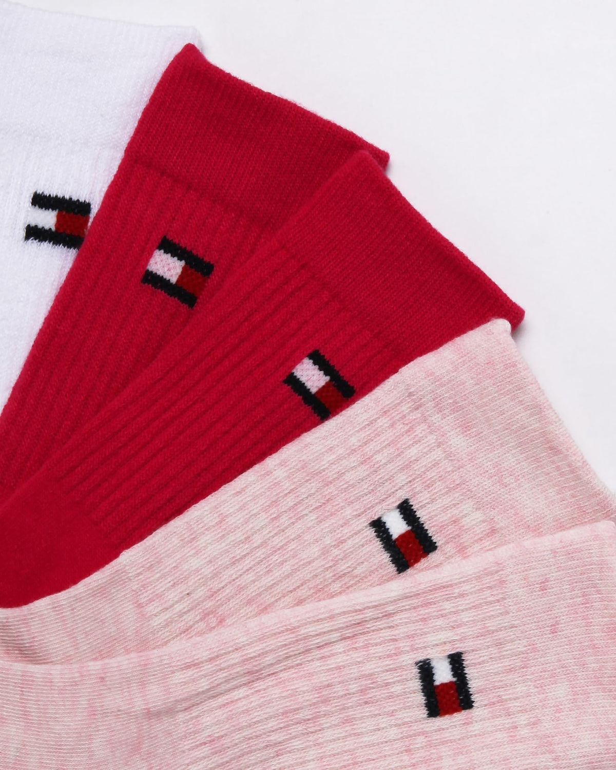 Tommy Hilfiger | Calcetines Niña Pack 6 Pares Crew Deportivos Surtido Rosa Multi Blanco Rojo Logo Bandera (4 - 12T)