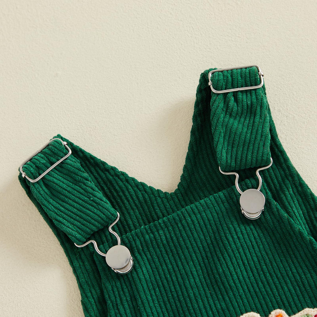 Peto Navideño Pana Verde Bebé | Bordado Camión Arbolito Tiras Ajustables