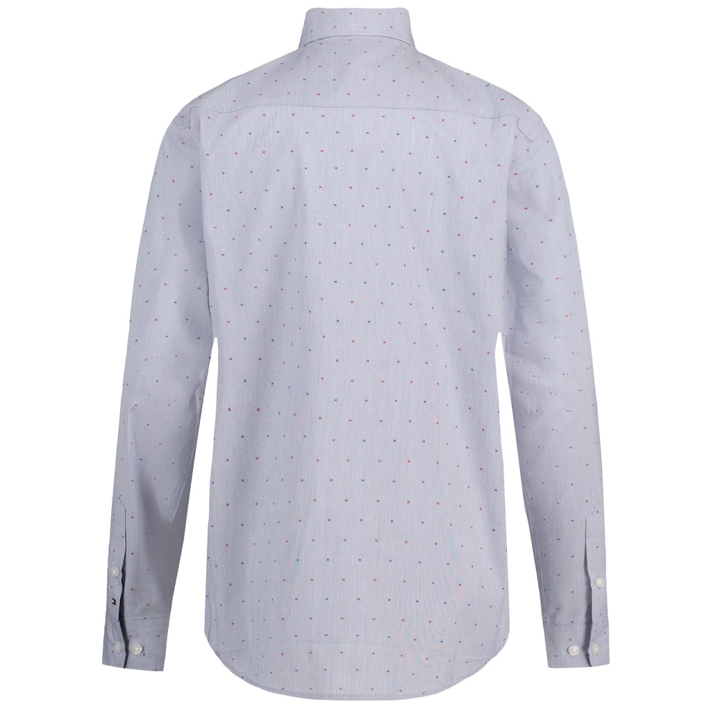 Tommy Hilfiger | Camisa de Vestir Manga Larga Estampado H Azul Niño (8T - 16T)