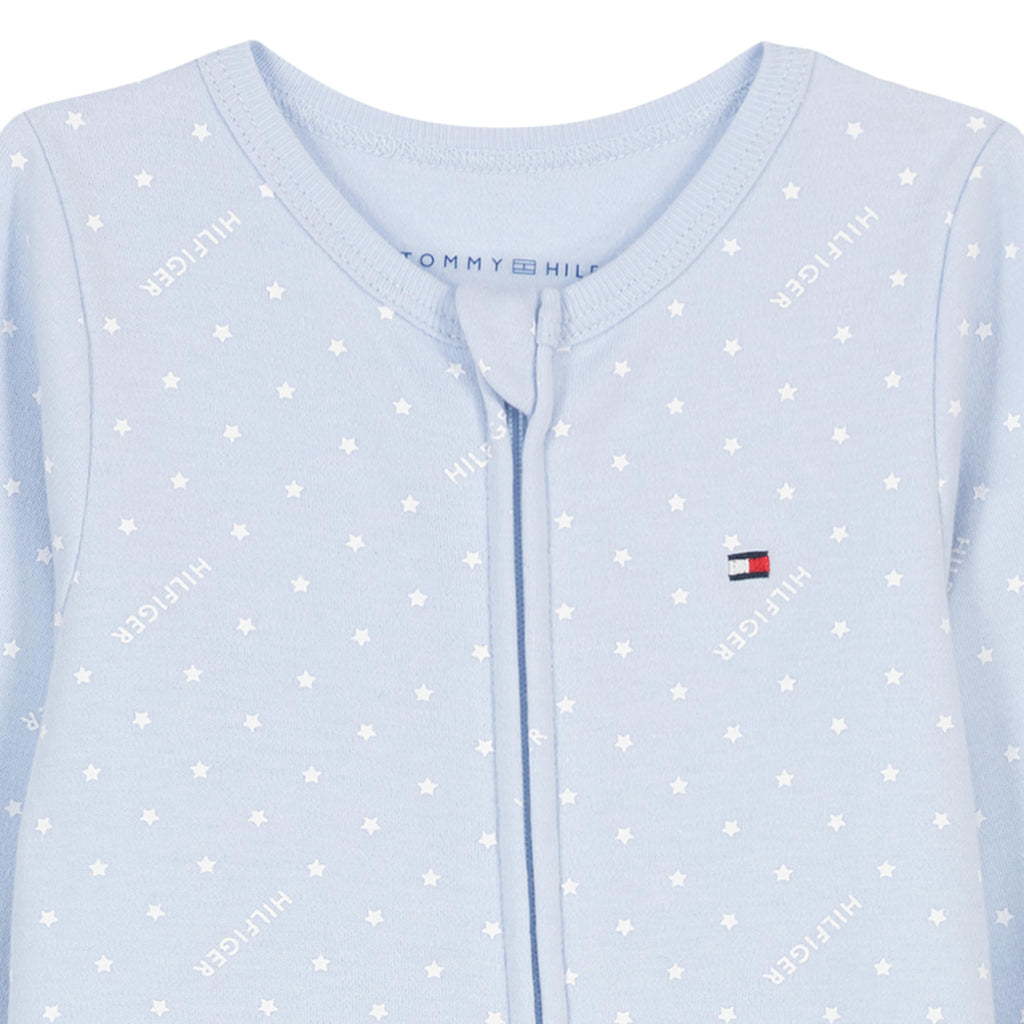 Mono con Pies Manga Larga Tommy Hilfiger | Micropuntos Blancos | Azul Cielo (0M - 9M)