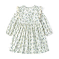 Vestido de Manga Larga 100% Algodón con Volantes en los Hombros y Estampado Floral para Niña (Solo 2T y 8T)